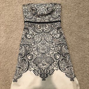 Elegant Strapless Black and White Dress